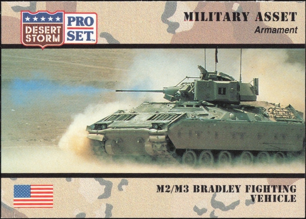 1991 Pro Set Desert Storm M2/M3 Bradley Fighting Vehicle #199 military trading card front