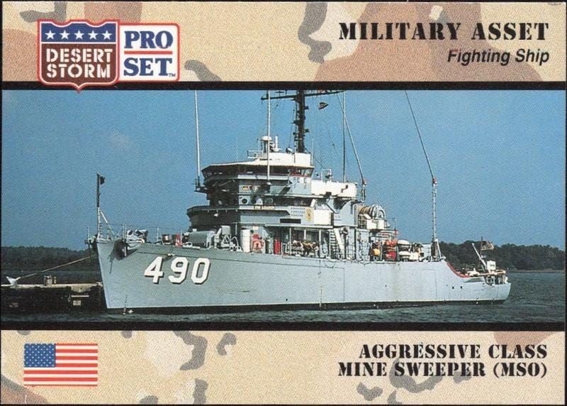 1991 Pro-Set Desert Storm Aggressive Class Mine Sweeper (MSO) #188 trading card
