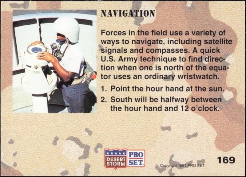 1991 Pro Set Desert Storm Navigation #169 military trading card back