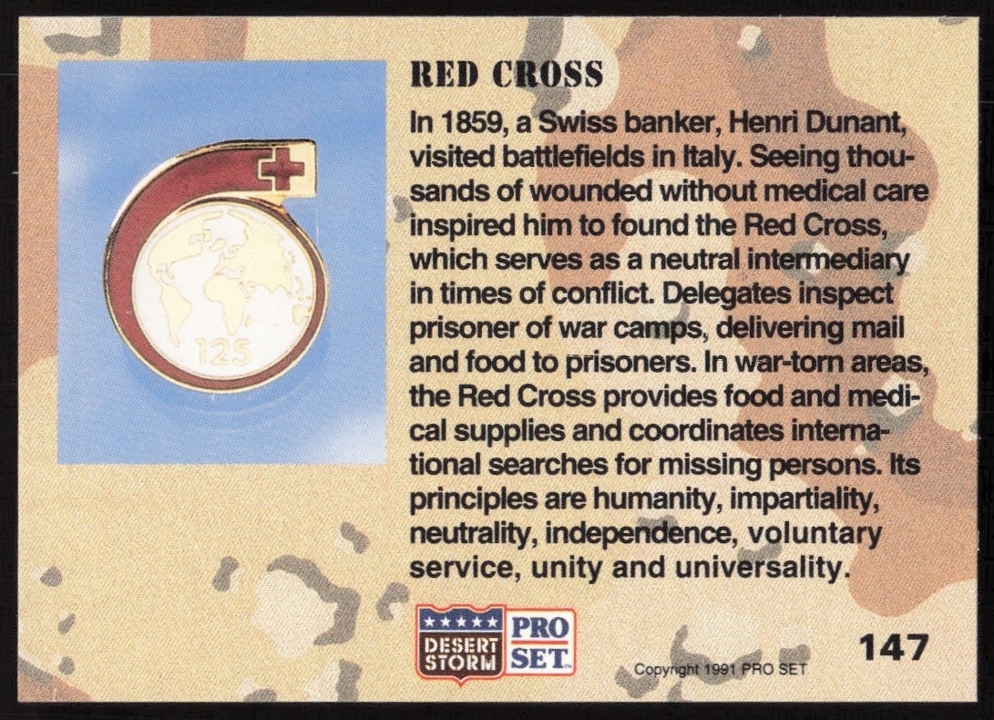 1991 Pro Set Desert Storm Red Cross #147 military trading card back