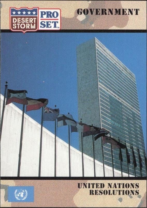1991 Pro Set Desert Storm United Nations Resolutions #98 military trading card front
