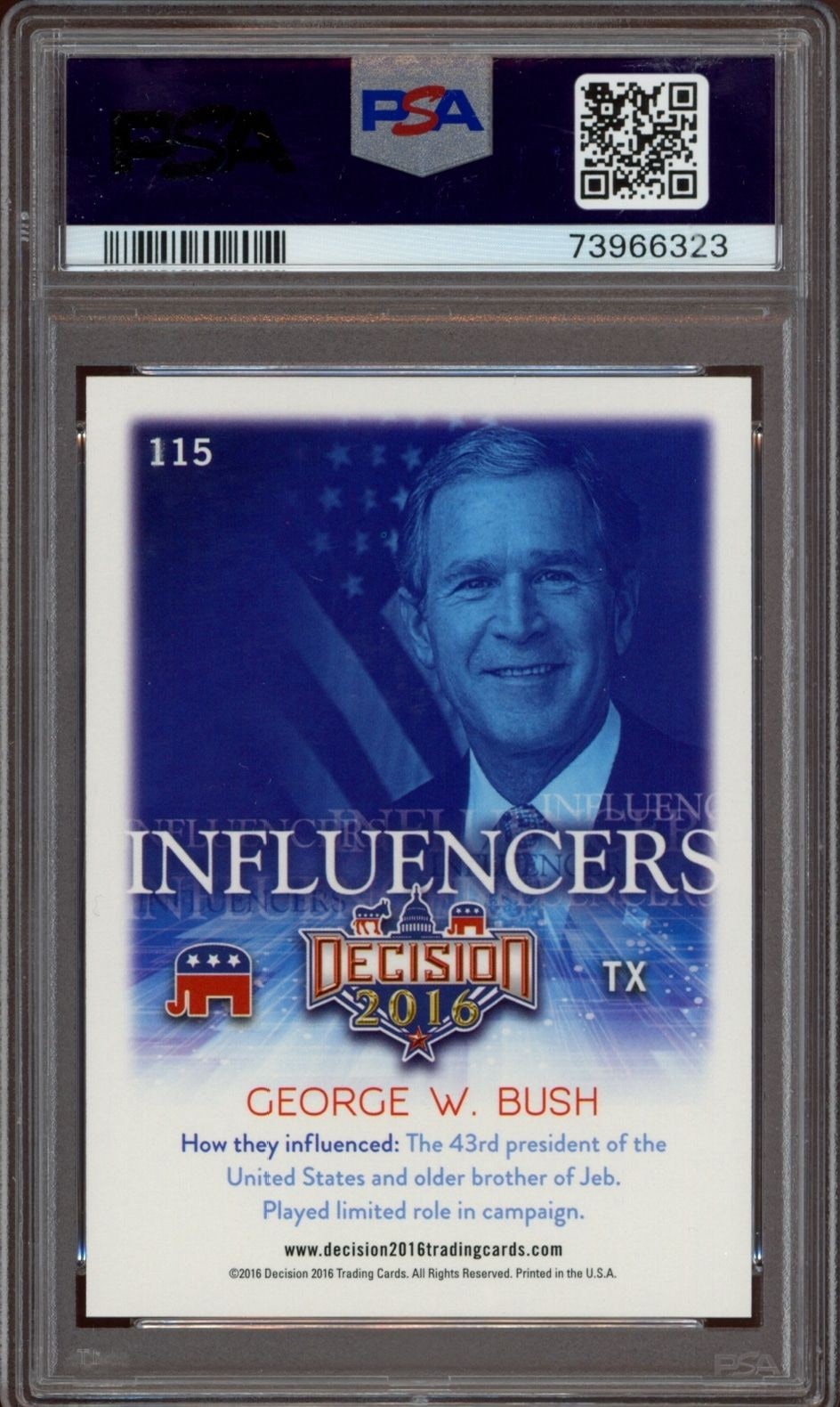 2016 Leaf Decision George W. Bush #115 political trading card back