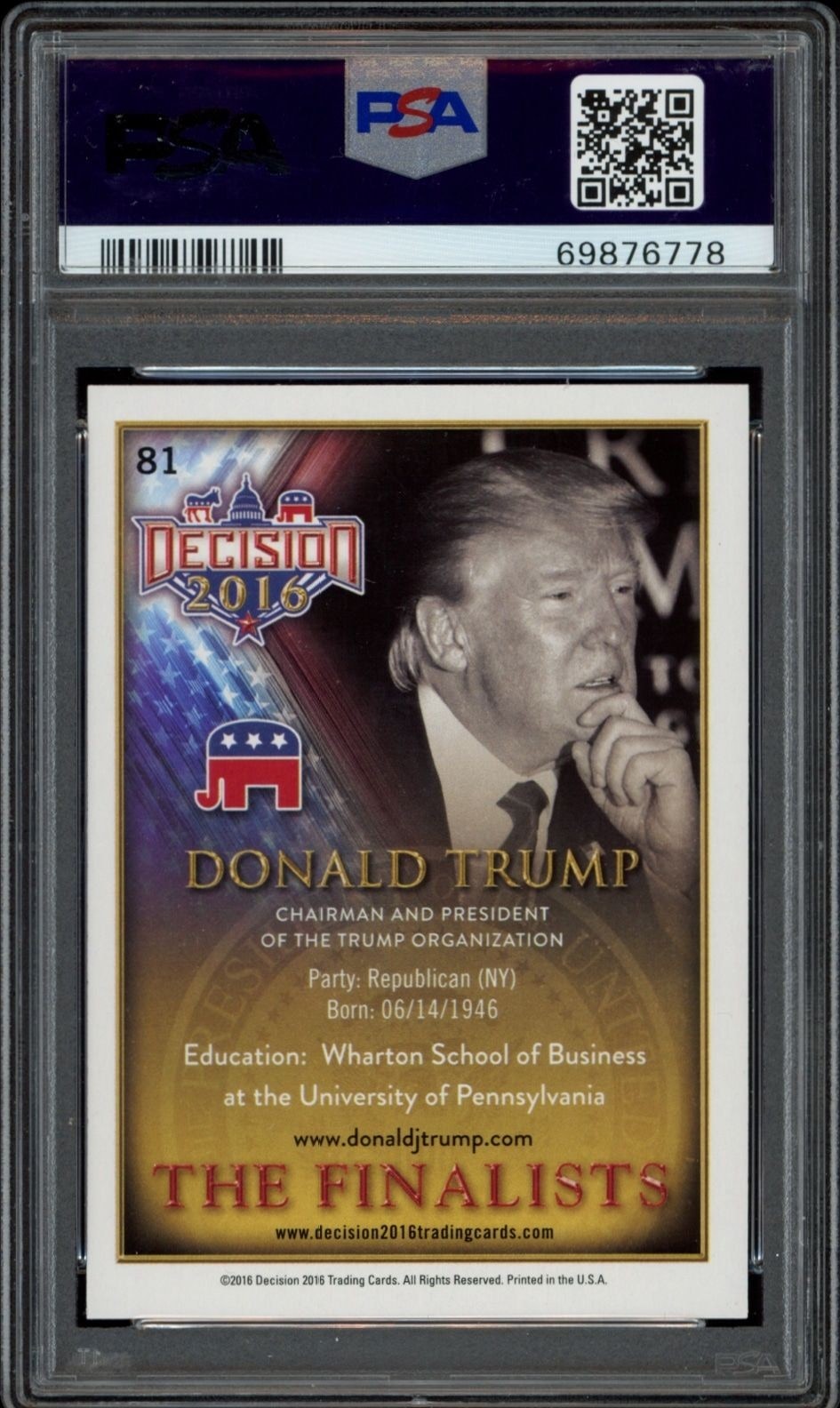 2016 Leaf Decision Donald Trump #81 political trading card back