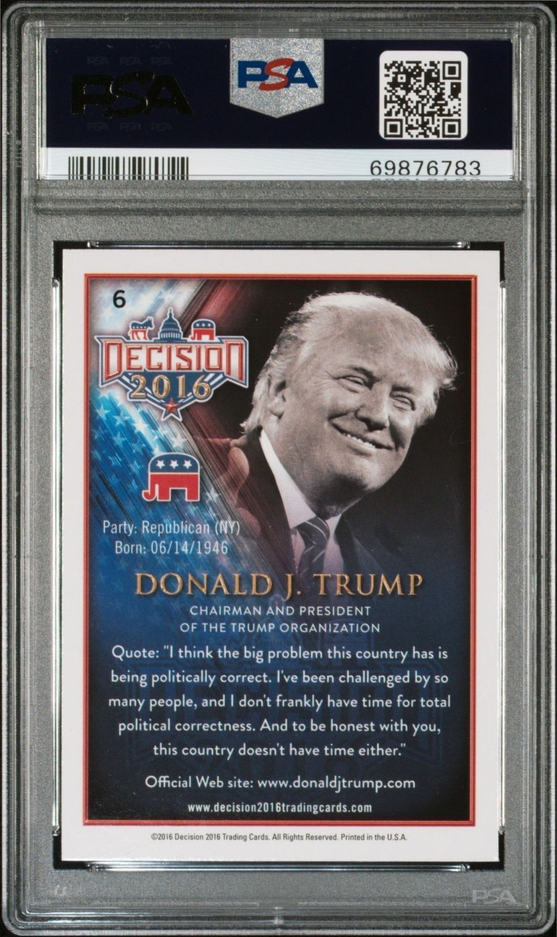 2016 Leaf Decision Donald Trump #6 political trading card back