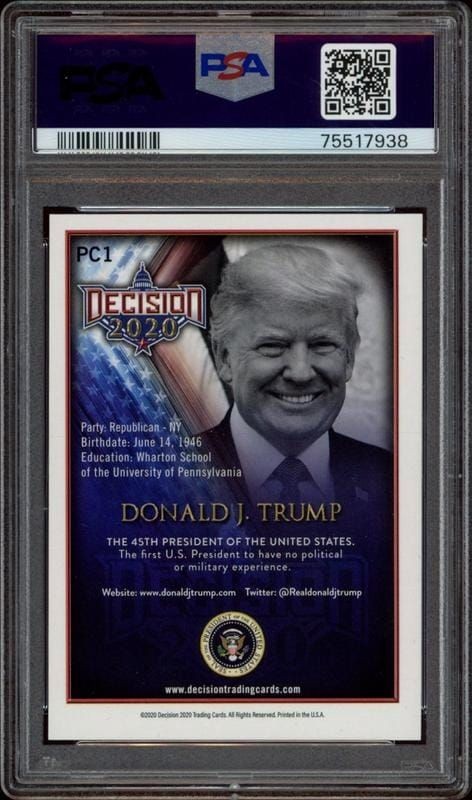 2020 Leaf Decision Donald Trump #PC1 political trading card back