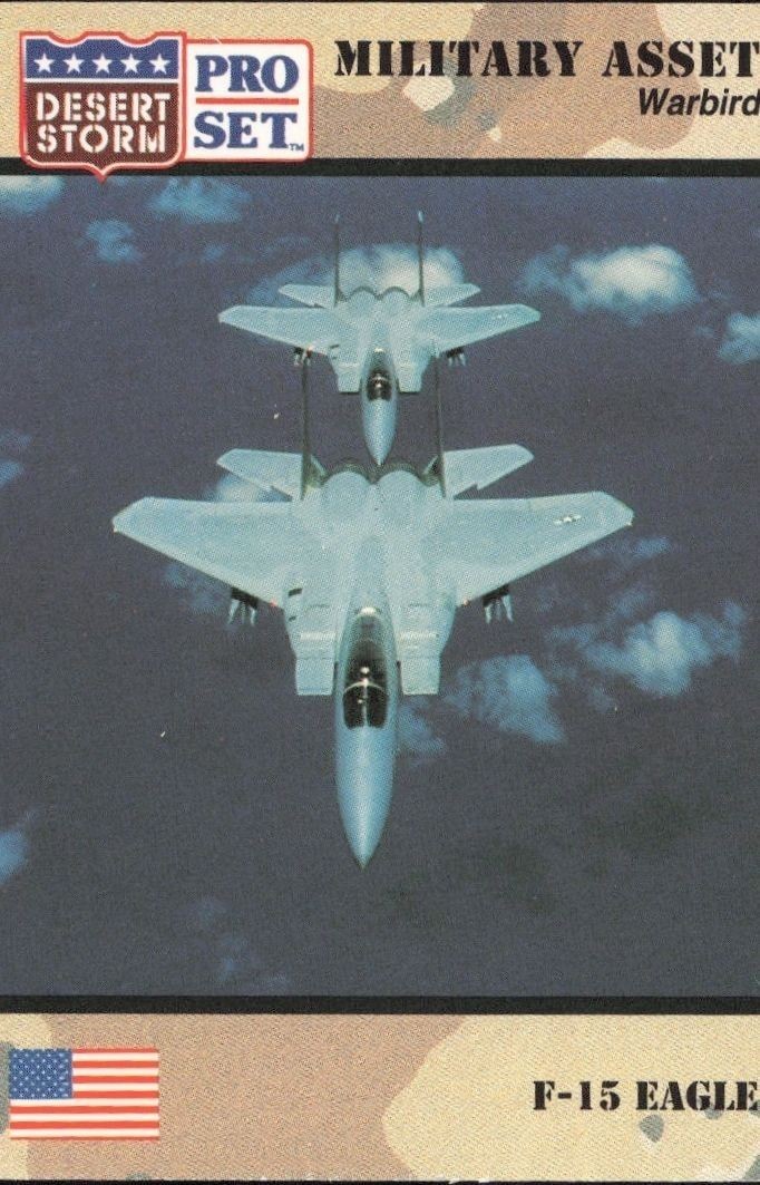 1991 Pro Set Desert Storm F-15 Eagle #222 military trading card front