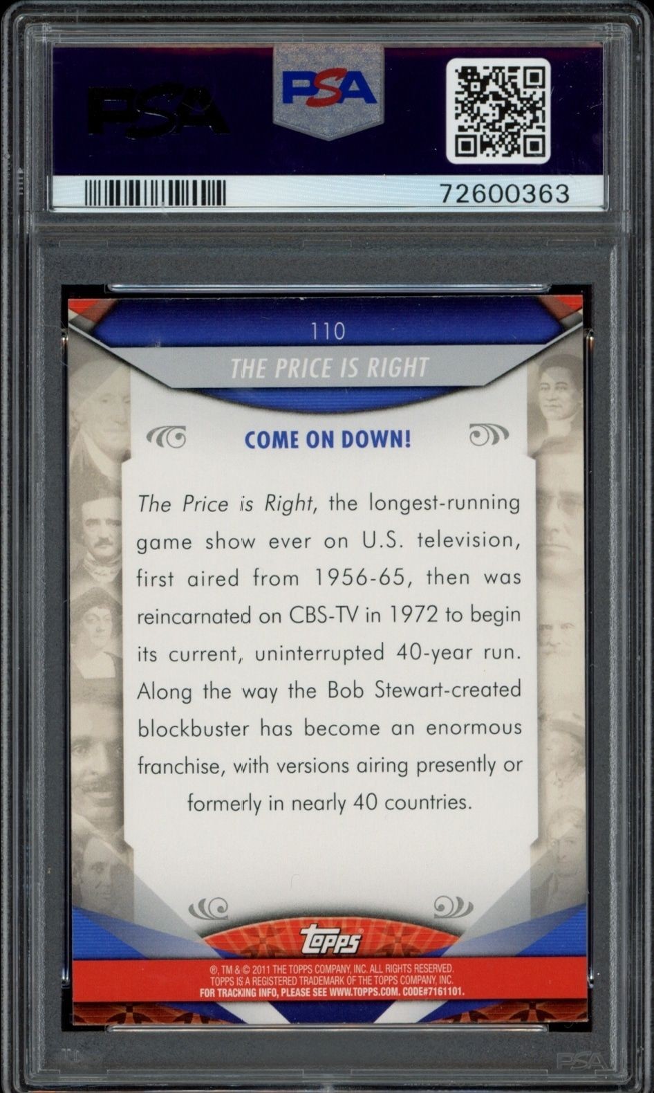 2011 Topps American Pie The Price is Right #110 entertainment trading card back