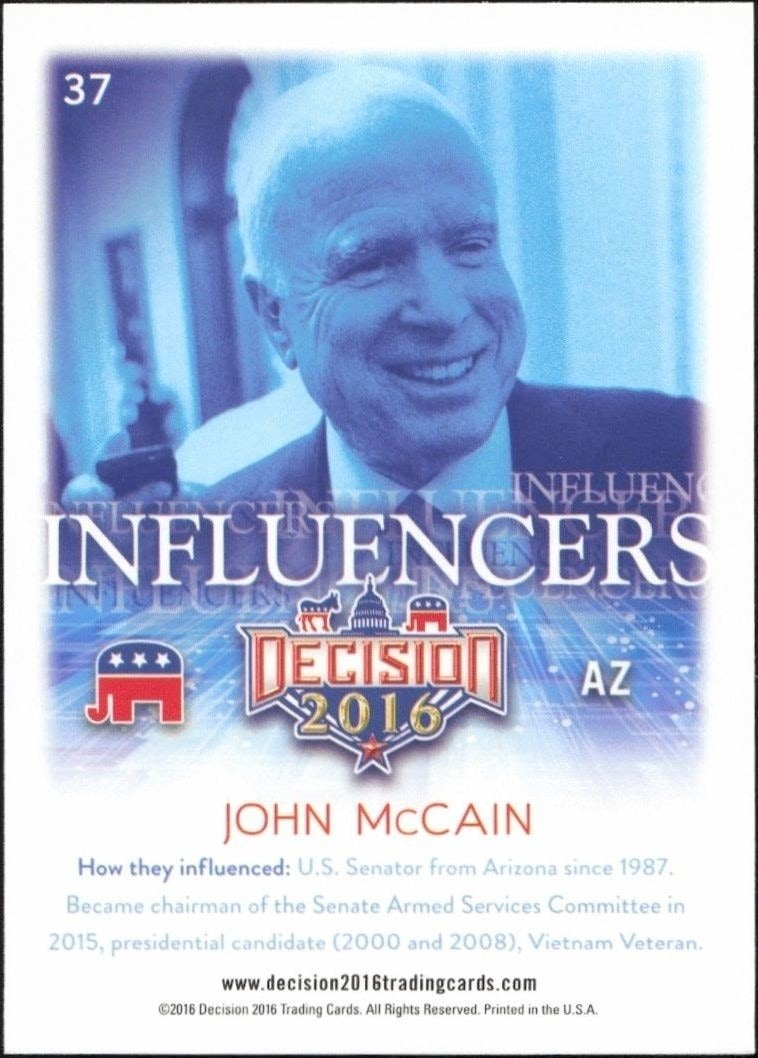 2016 Leaf Decision John McCain #37 political trading card back