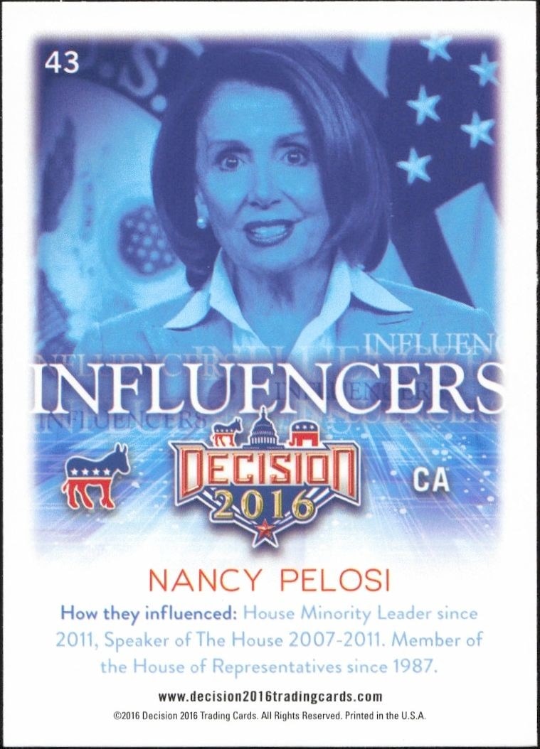 2016 Leaf Decision Nancy Pelosi #43 political trading card back