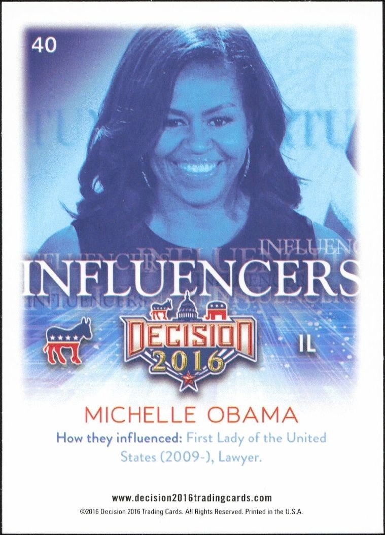 2016 Leaf Decision Michelle Obama #40 political trading card back
