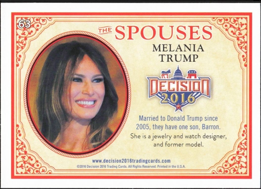 2016 Leaf Decision Melania Trump #63 political trading card back