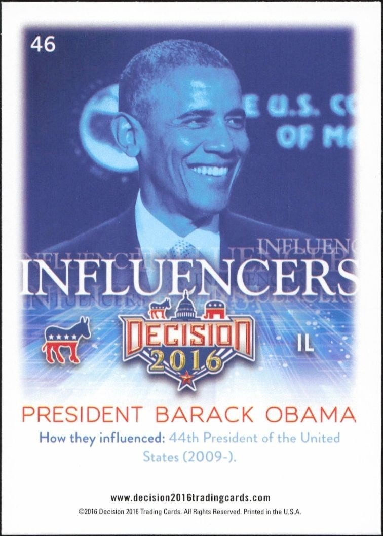 2016 Leaf Decision Barrack Obama #46 political trading card back