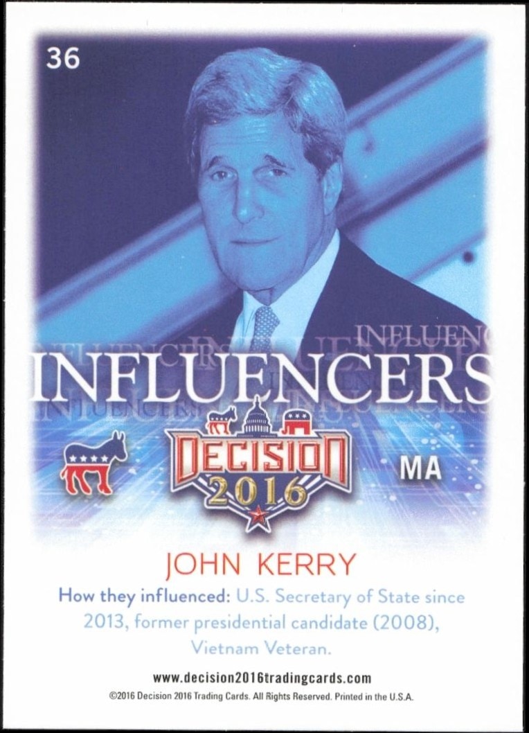2016 Leaf Decision John Kerry #36 political trading card back