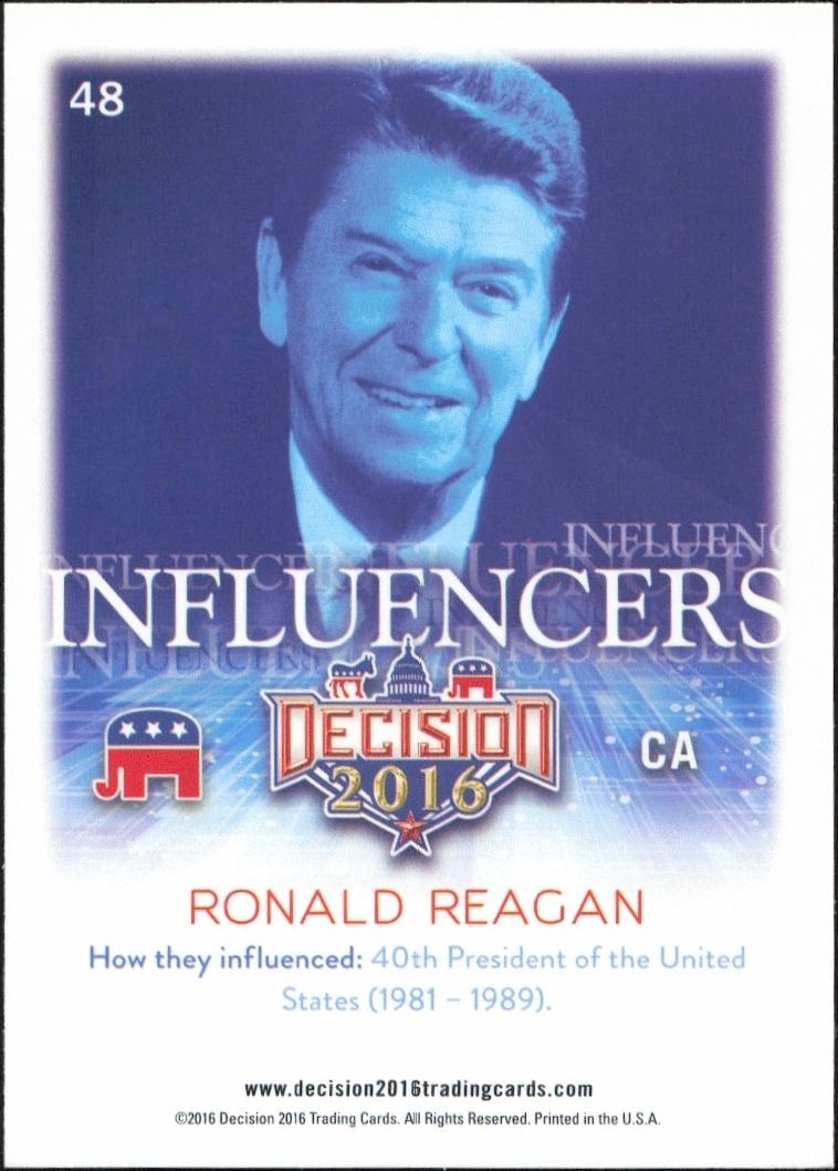 2016 Leaf Decision Ronald Reagan #48 political trading card back