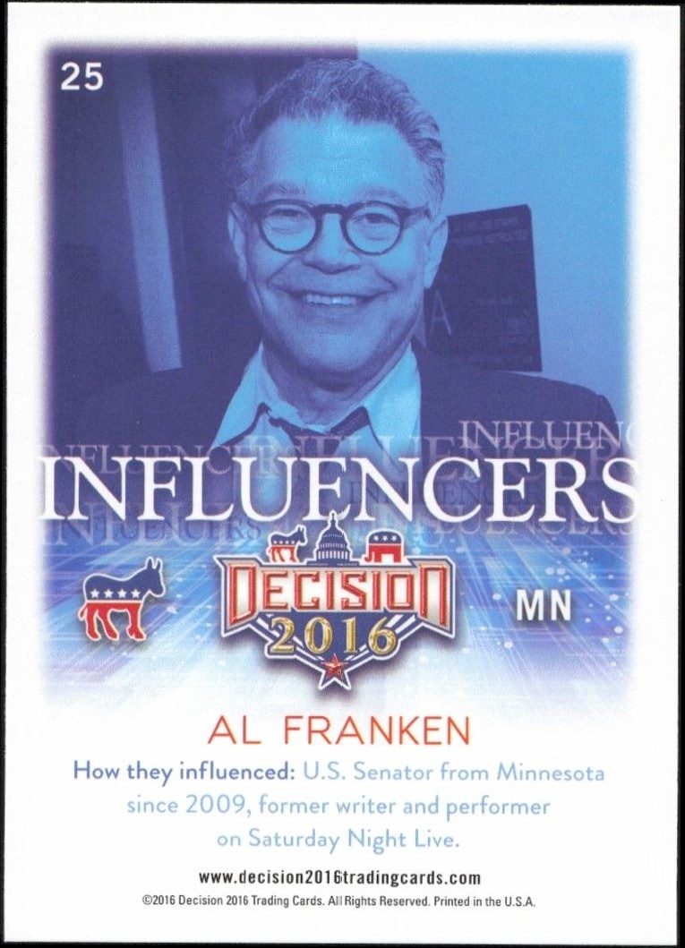 2016 Leaf Decision Al Franken #25 political trading card back