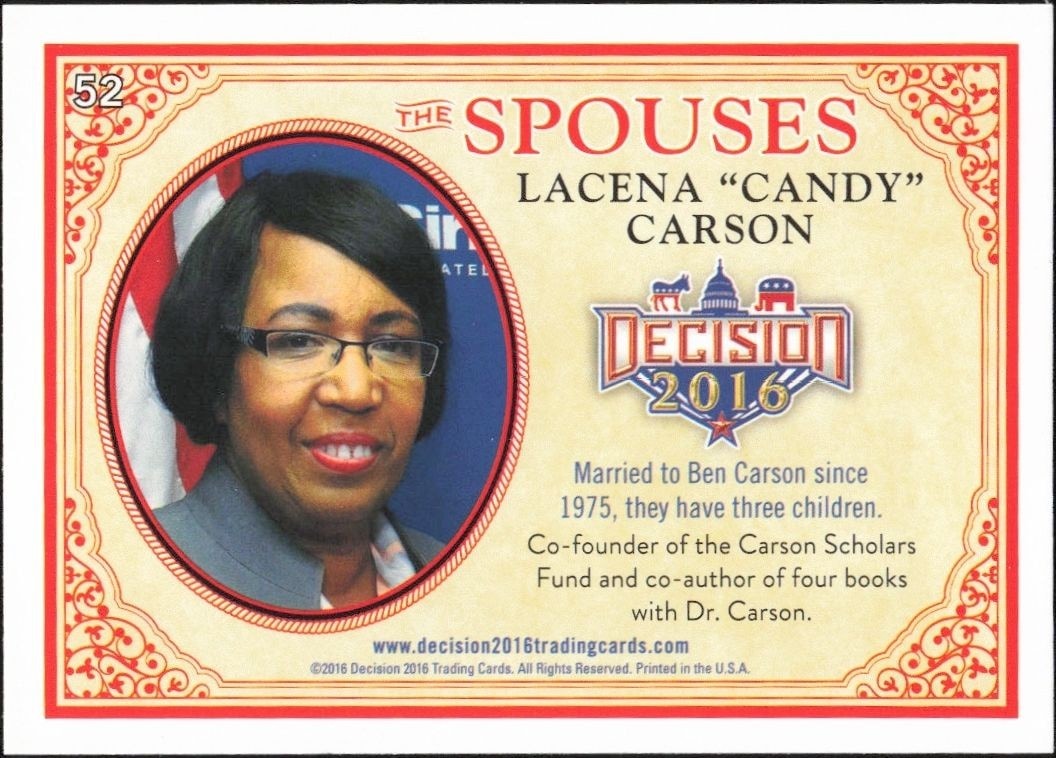2016 Leaf Decision Candy Carson #52 political trading card back
