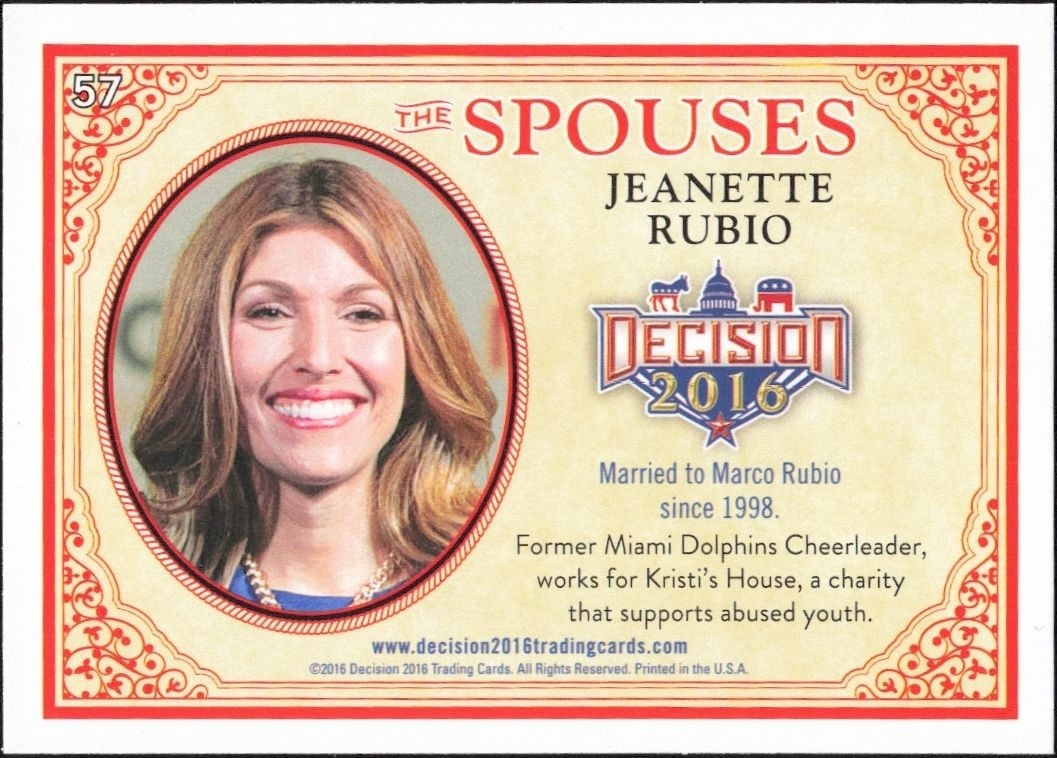 2016 Leaf Decision Jeanette Rubio #57 political trading card back