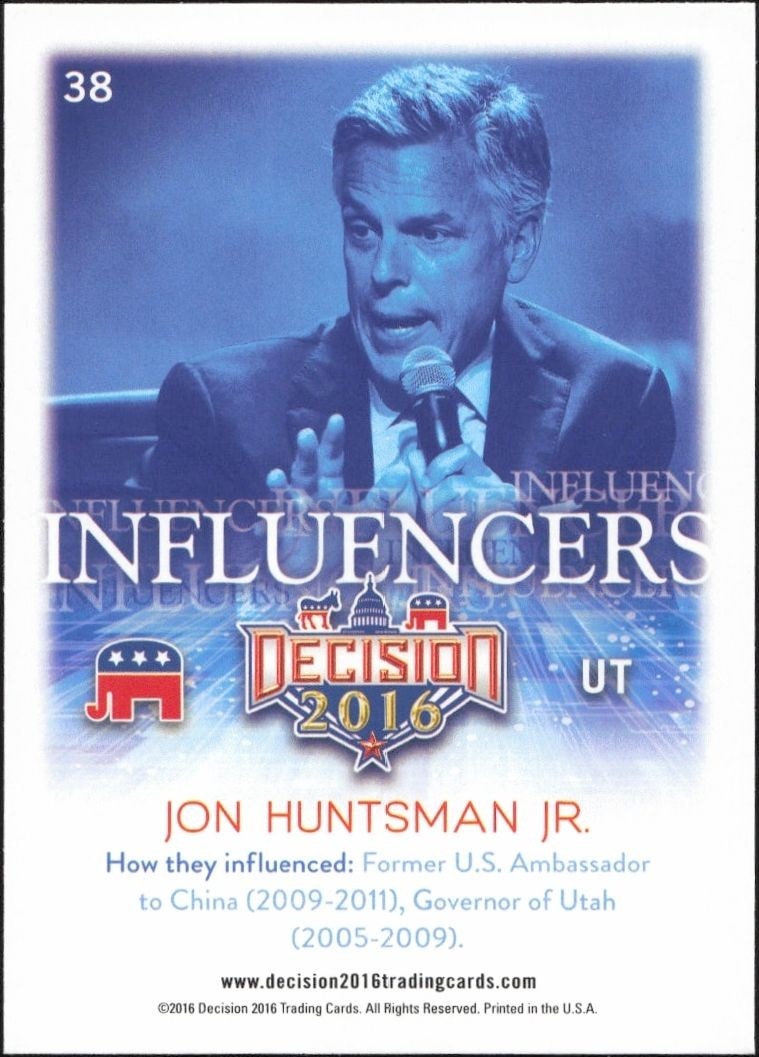 2016 Leaf Decision Jon Huntsman Jr. #38 political trading card back