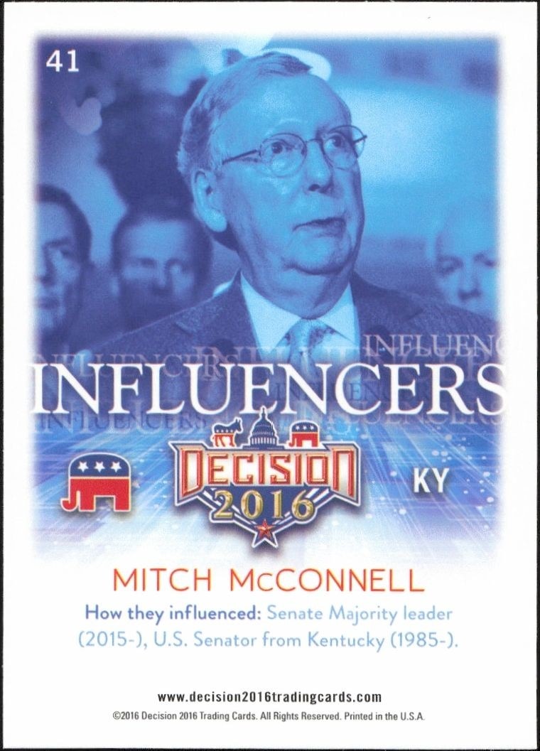 2016 Leaf Decision Mitch McConnell #41 political trading card back