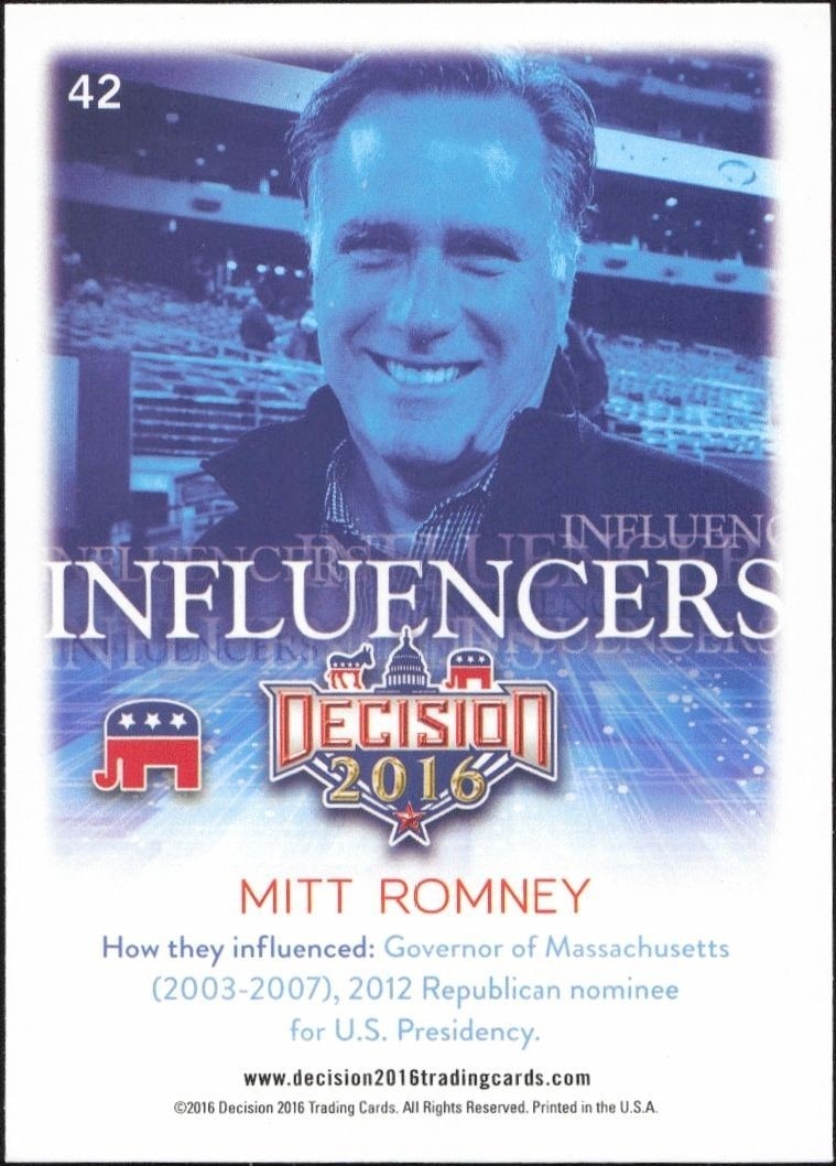 2016 Leaf Decision Mitt Romney #42 political trading card back