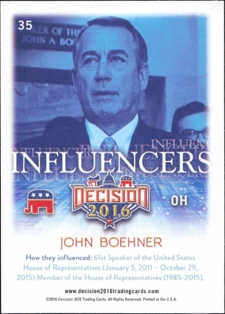 2016 Leaf Decision John Boehner #35 political trading card back