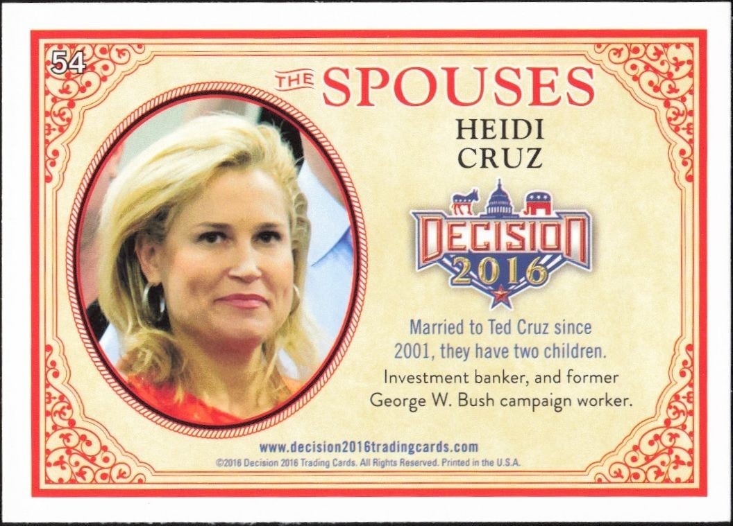 2016 Leaf Decision Heidi Cruz #54 political trading card back