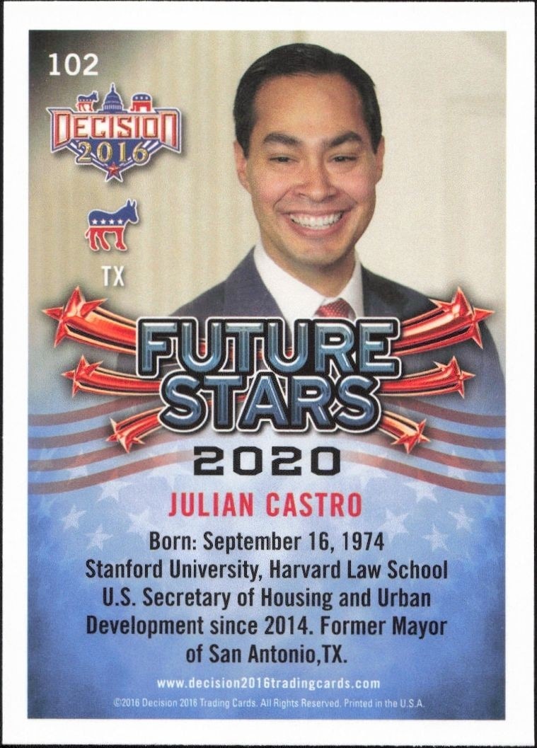 2016 Leaf Decision Julian Castro #102 political trading card back