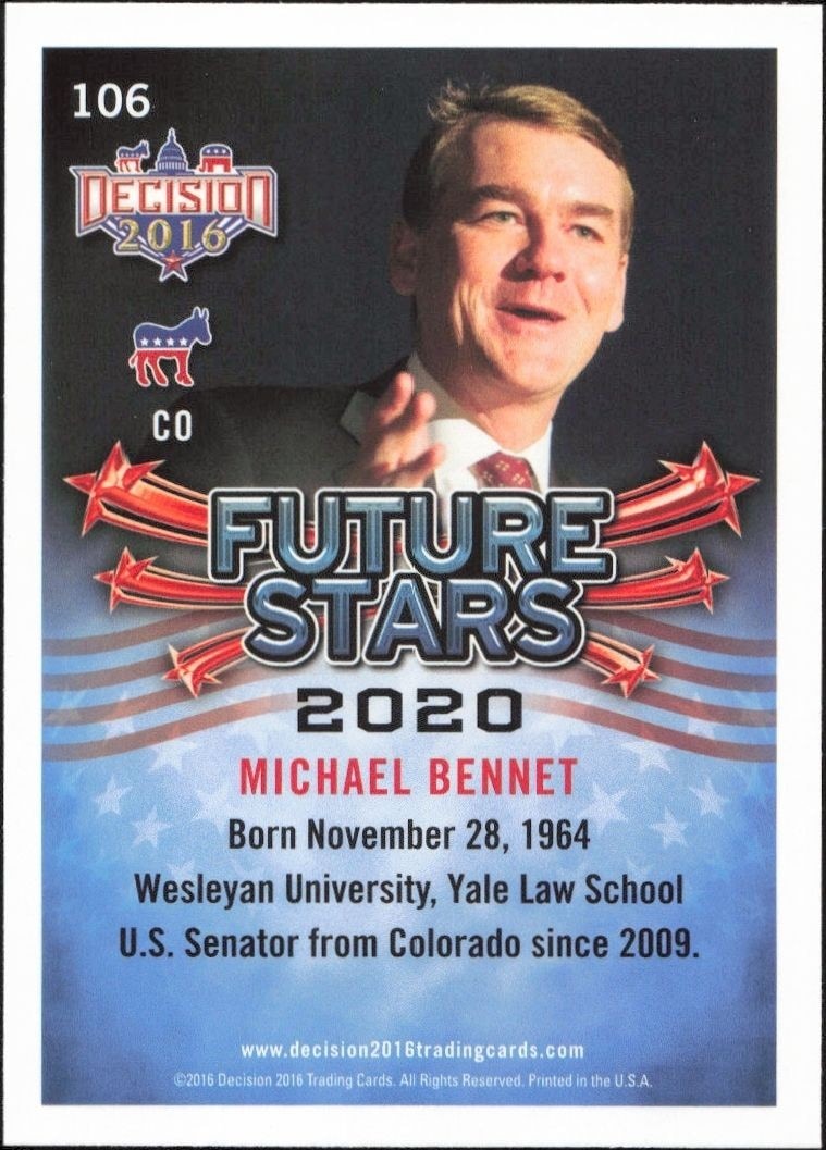 2016 Leaf Decision Michael Bennett #106 political trading card back