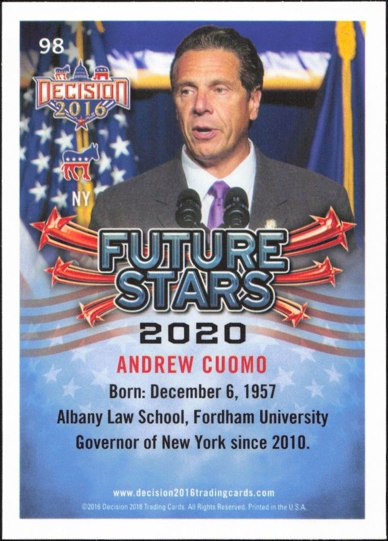 2016 Leaf Decision Andrew Cuomo #98 political trading card back
