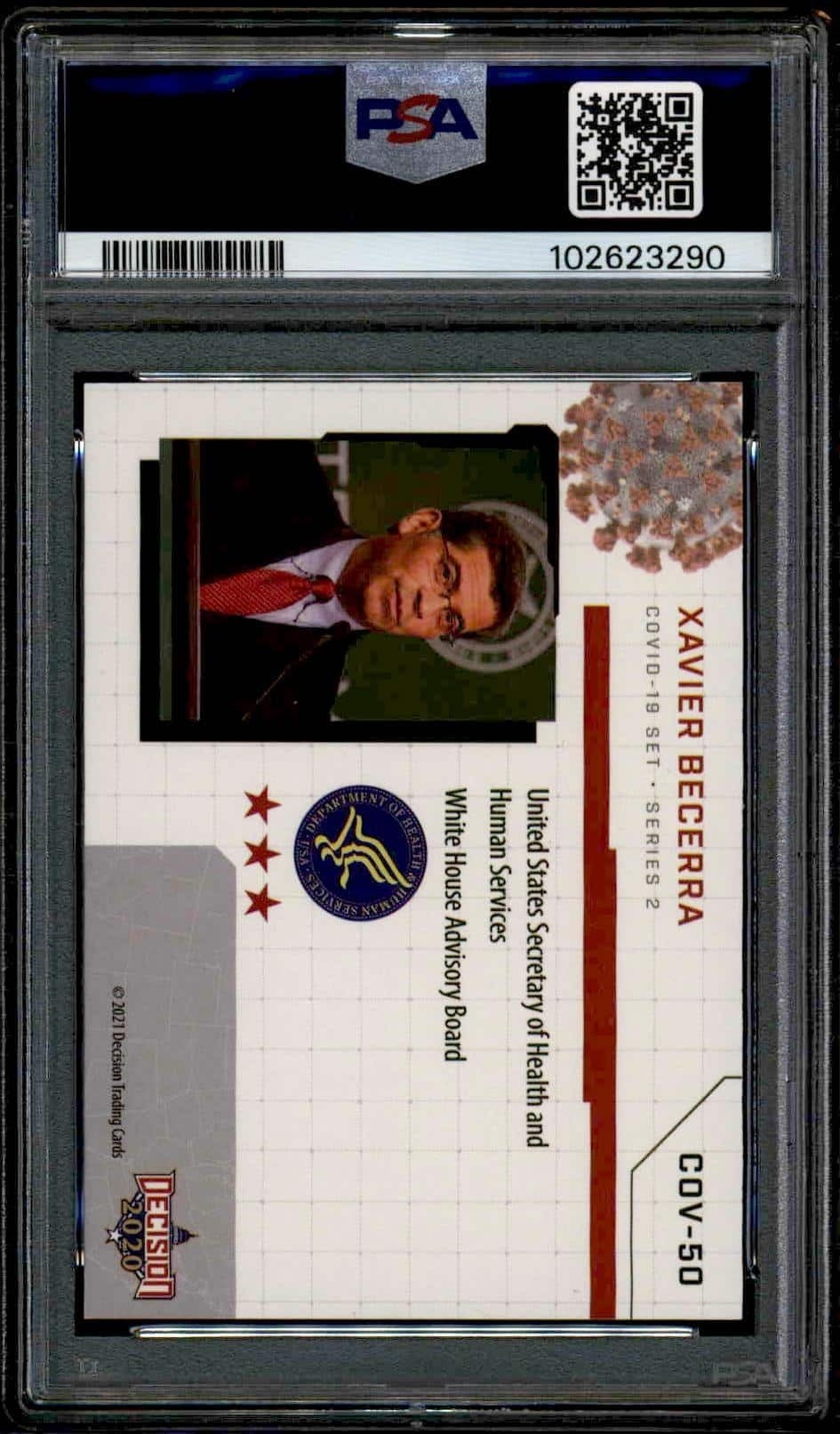 2021 Leaf Decision Series 2 Xavier Becerra #COV-50 political trading card back
