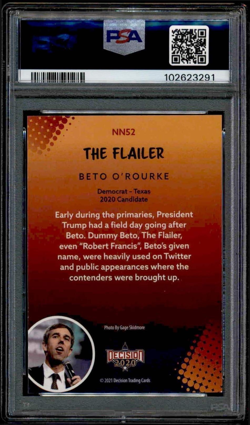 2021 Leaf Decision Series 2 Beto O'Rourke #NN52 political trading card back