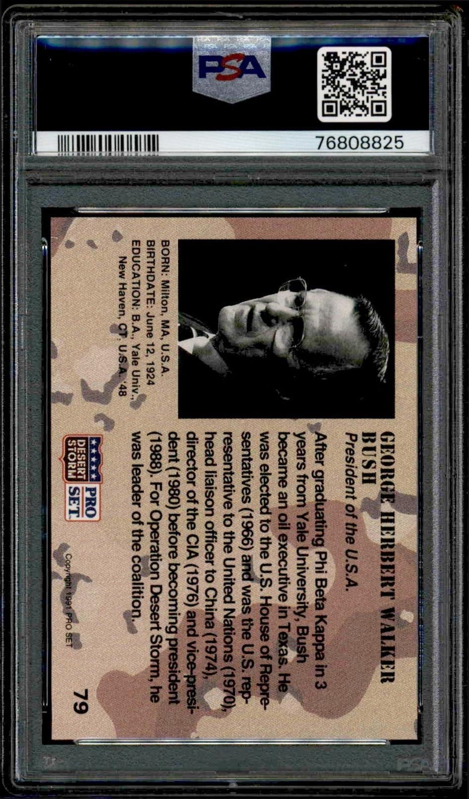 1991 Pro Set Desert Storm George Herbert Walker Bush #79 military trading card back