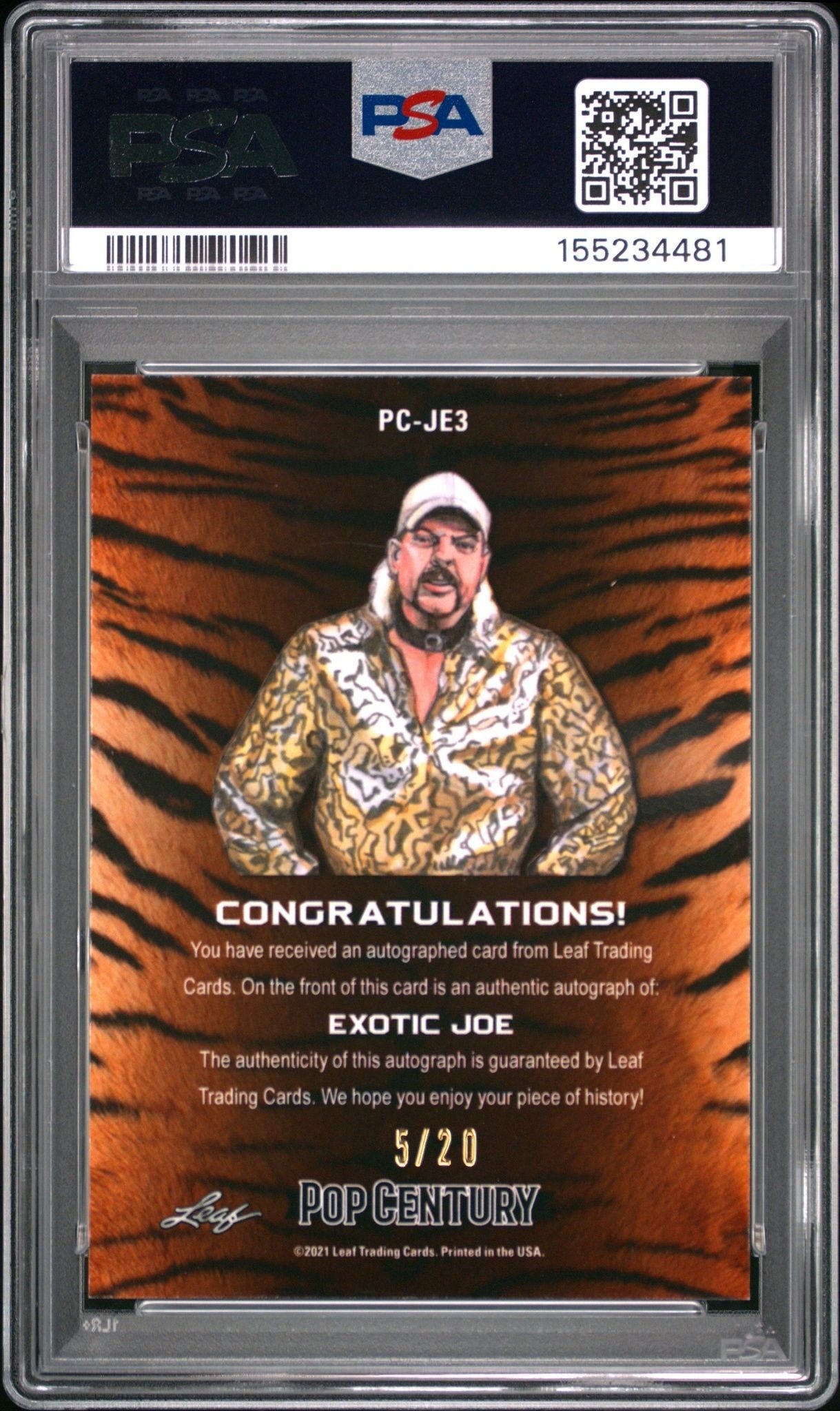 2021 Leaf Metal Pop Century Joe Exotic #PCJE3 entertainment trading card back