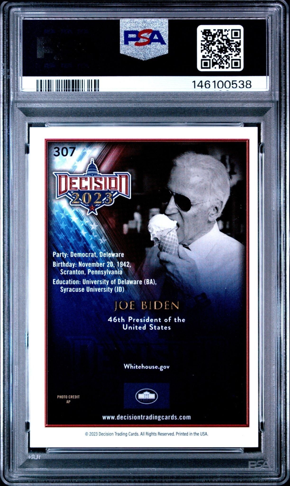 2023 Leaf Decision Update Joe Biden #307 political trading card back