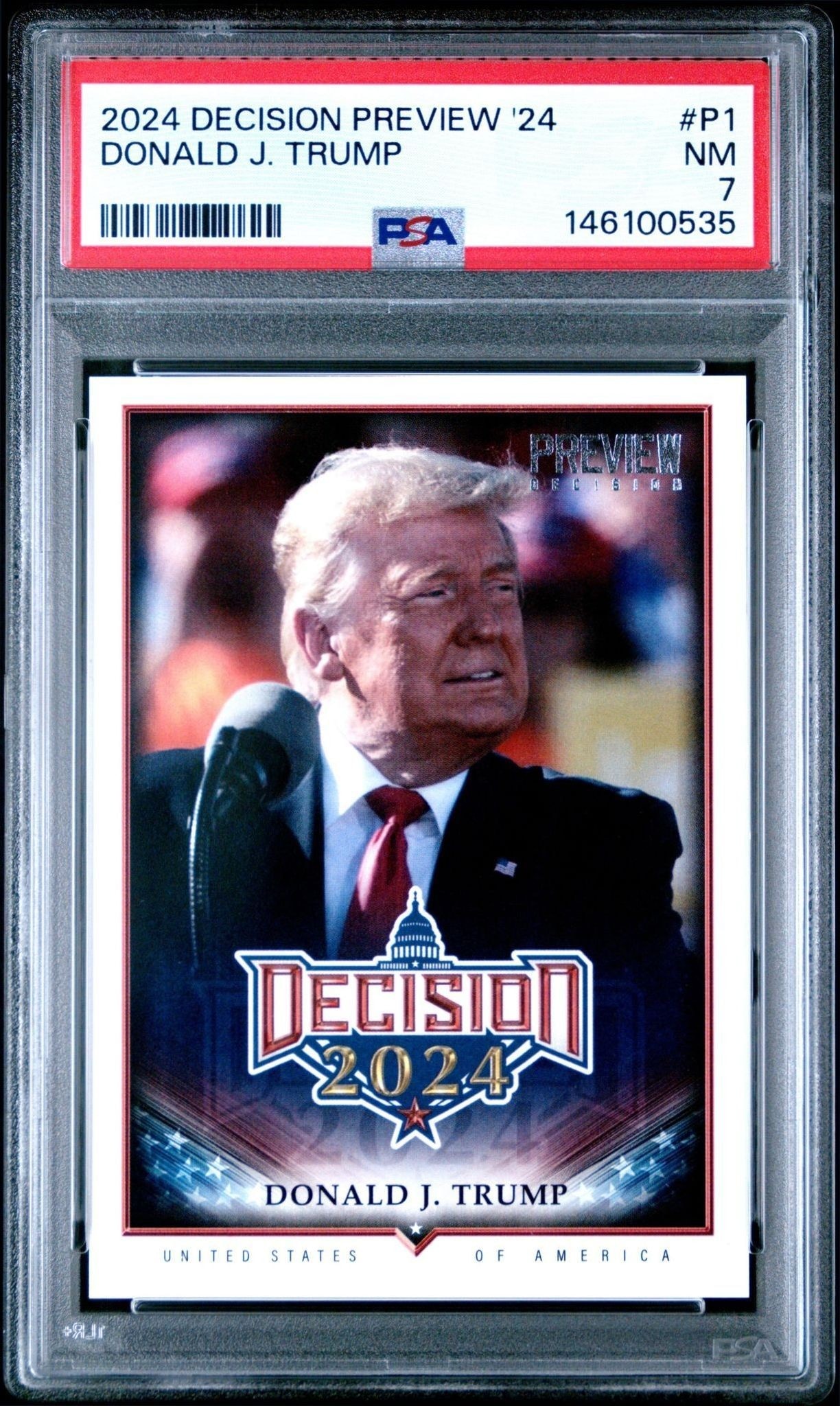 2024 Leaf Decision Preview Donald J. Trump #P1 trading card