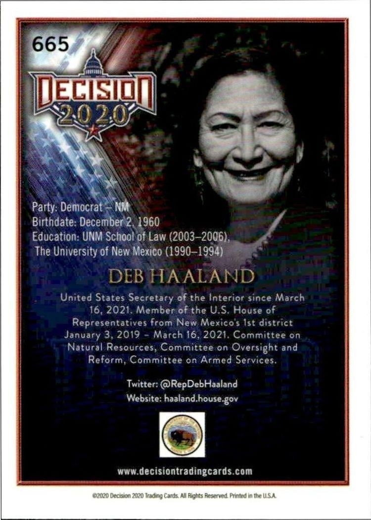 2020 Leaf Decision Series 2 Deb Haaland #665 other non-sport trading card back