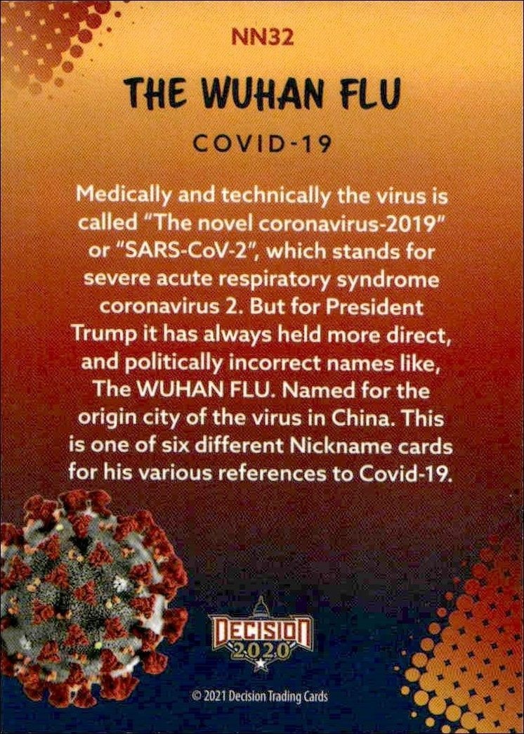 2021 Leaf Decision Series 2 The Wuhan Flu #NN32 political trading card back