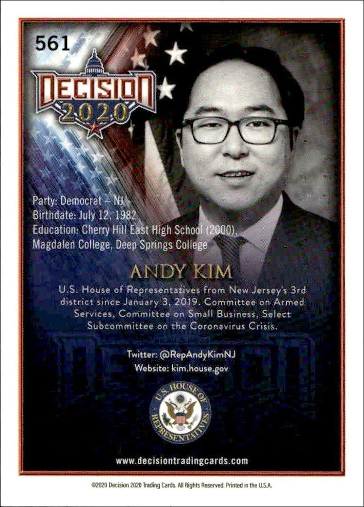 2020 Leaf Decision Series 2 Andy Kim #561 other non-sport trading card back