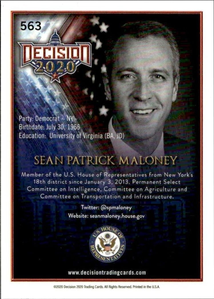 2020 Leaf Decision Series 2 Sean Patrick Maloney #563 other non-sport trading card back