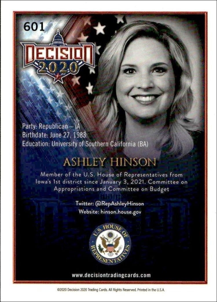 2020 Leaf Decision Series 2 Ashley Hinson #601 other non-sport trading card back