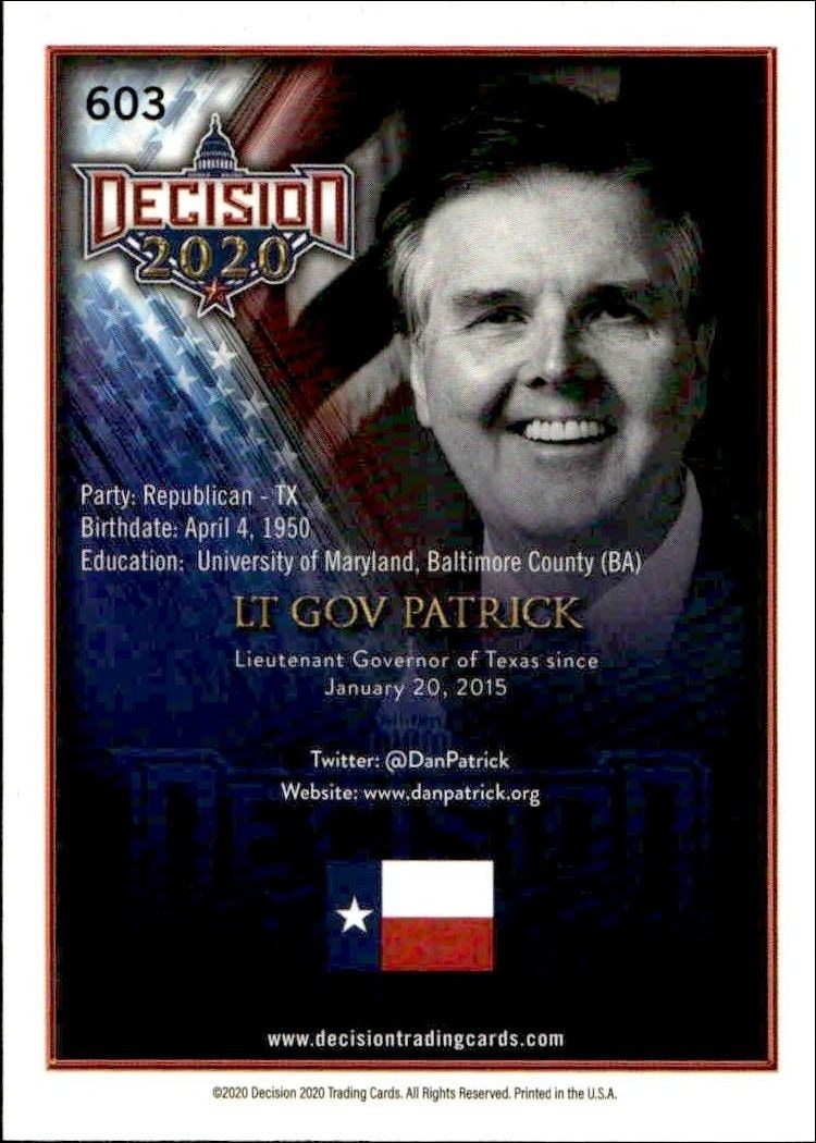 2020 Leaf Decision Series 2 Dan Patrick #603 other non-sport trading card back