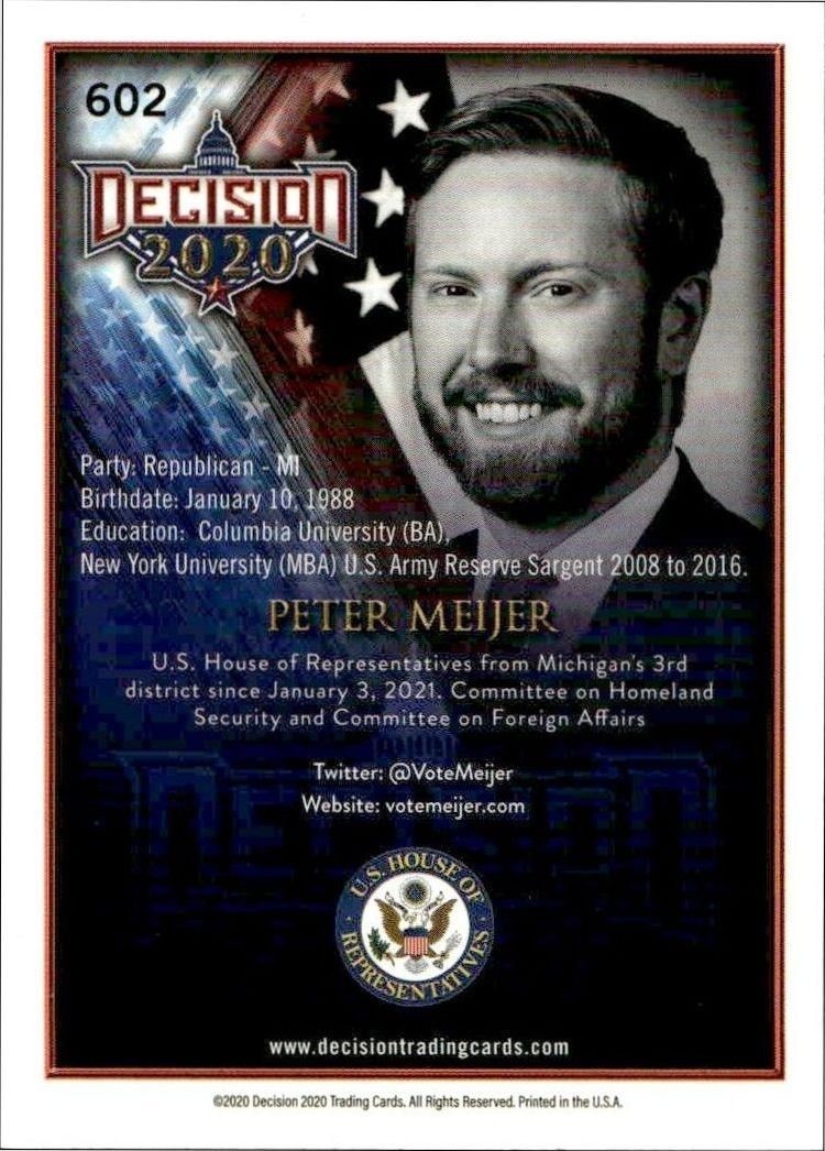 2020 Leaf Decision Series 2 Peter Meijer #602 other non-sport trading card back