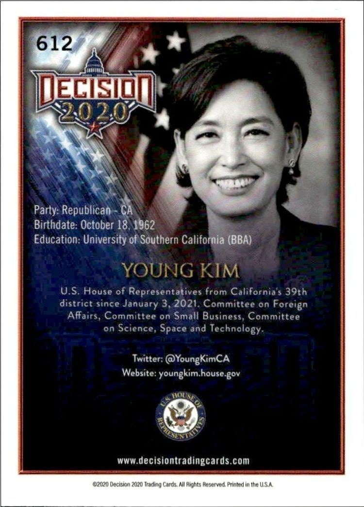 2020 Leaf Decision Series 2 Young Kim #612 other non-sport trading card back