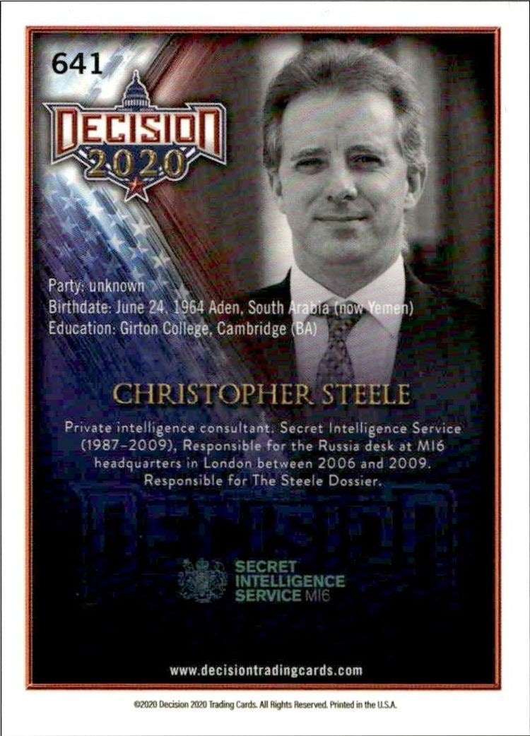 2020 Leaf Decision Series 2 Christopher Steele #641 other non-sport trading card back