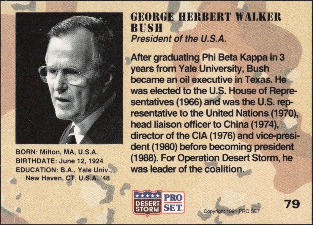 1991 Pro Set Desert Storm George Herbert Walker Bush #79 other non-sport trading card back