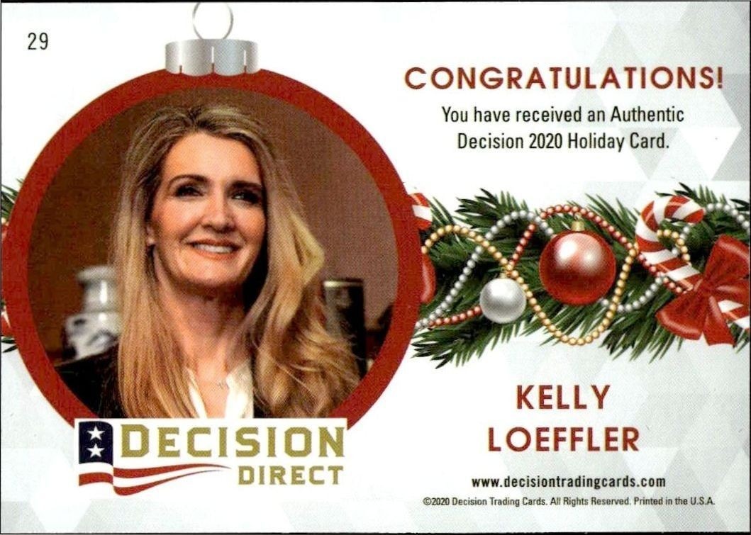 2020 Leaf Decision Direct Holiday Kelly Loeffler #29 political trading card back