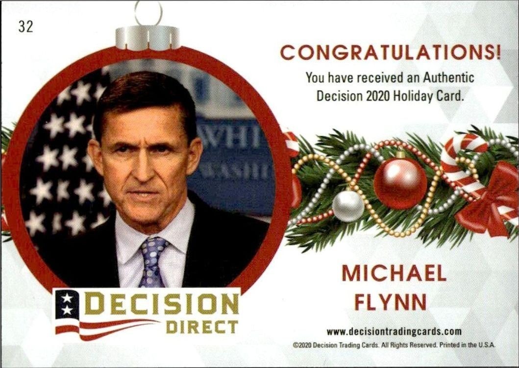 2020 Leaf Decision Direct Holiday Michael Flynn #32 political trading card back