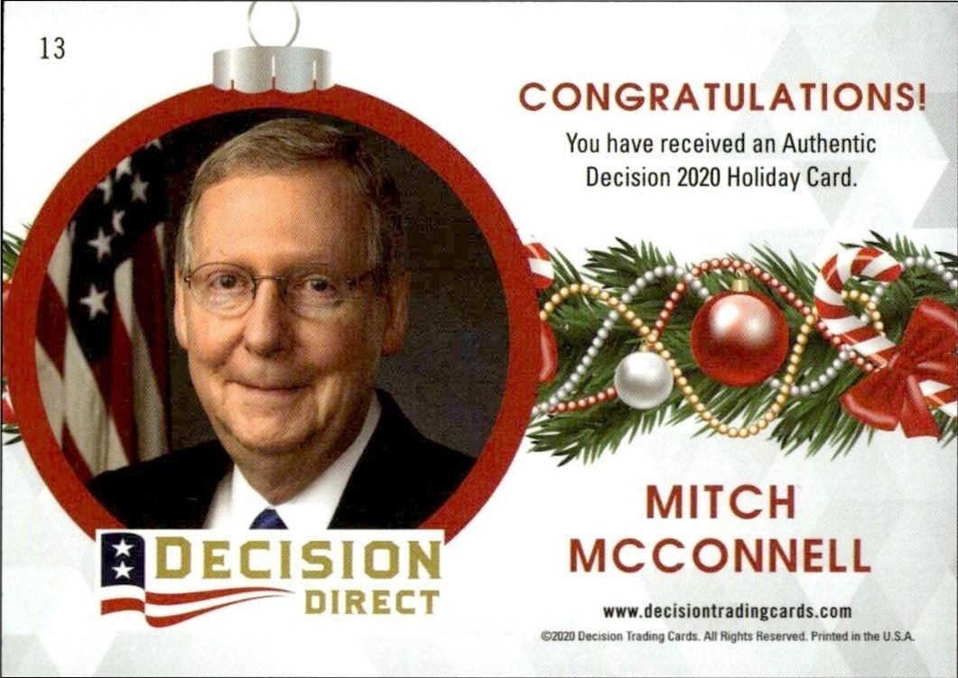 2020 Leaf Decision Direct Holiday Mitch McConnell #13 political trading card back