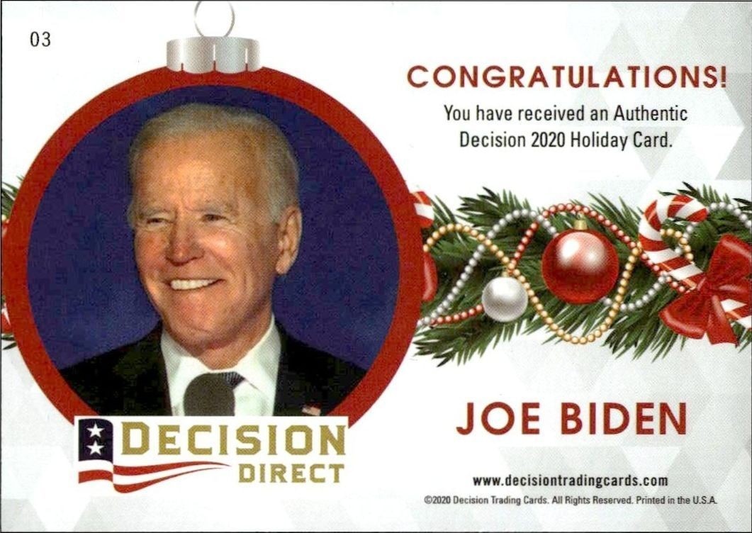 2020 Leaf Decision Direct Holiday Joe Biden #3 political trading card back