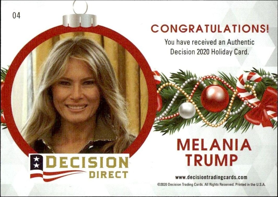 2020 Leaf Decision Direct Holiday Melania Trump #4 political trading card back